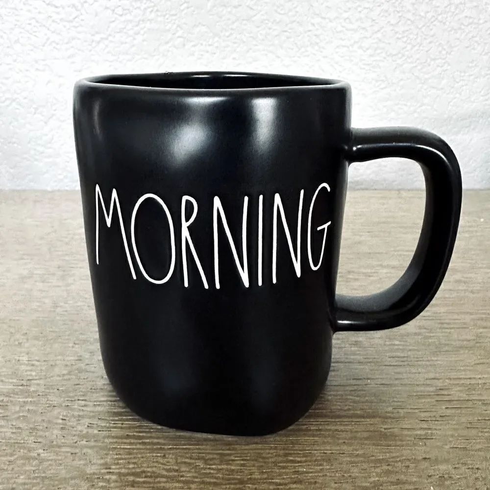 Rae Dunn Morning Black Ceramic Coffee Mug Cup